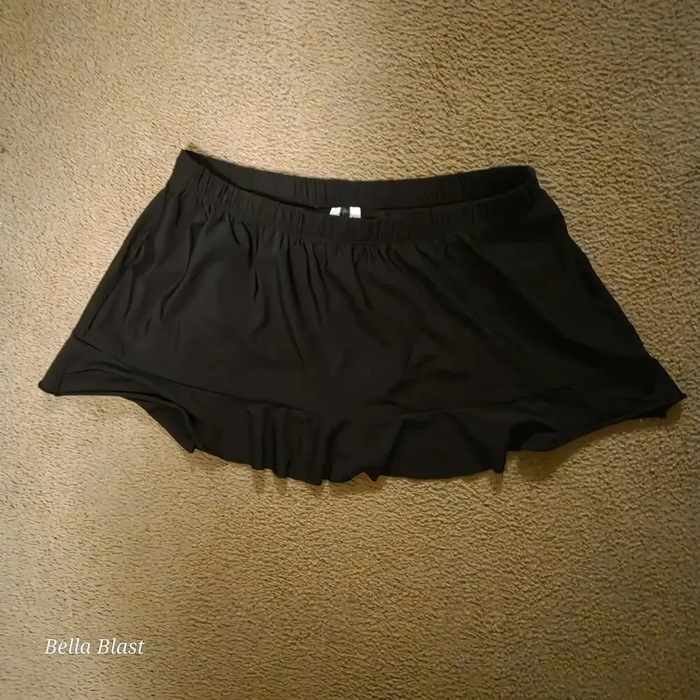 Aqua Green Black Ruffle Swim Suit Skirt with Built in Briefs Plus Size 20 - 22